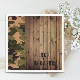 Rustikales Stallholz Western Camouflage Hochzeit Serviette