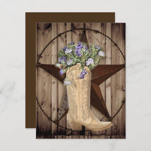 Rustikales Stallholz Wildblume Cowboy Western Star Einladung