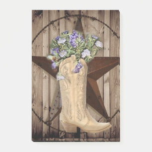 Rustikales Stallholz Wildblume Cowboy Western Star Post-it Klebezettel