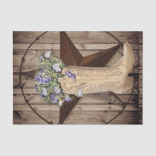 rustikales Stallholz Wildblume Cowboy Western Star Seidenpapier (Vorderseite)