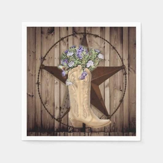 rustikales Stallholz Wildblume Cowboy Western Star Serviette (Vorderseite)