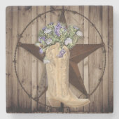 rustikales Stallholz Wildblume Cowboy Western Star Steinuntersetzer (Vorderseite)