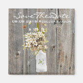 Rustikales Stallholz Wildblume Hochzeit Magnet (Vorne)