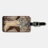 rustikales Stallholz Wildblume Western Cowboy Gepäckanhänger (Vorderseite horizontal)