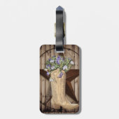 rustikales Stallholz Wildblume Western Cowboy Gepäckanhänger (Rückseite vertikal)