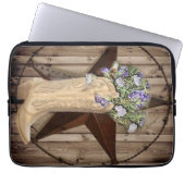 rustikales Stallholz Wildblume Western Cowboy Laptopschutzhülle (Vorderseite)