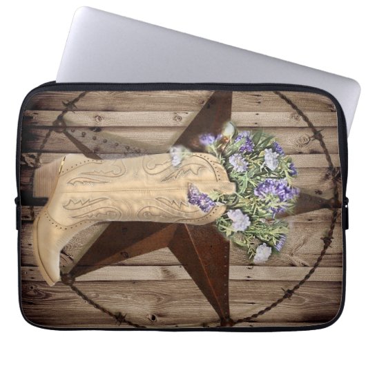 rustikales Stallholz Wildblume Western Cowboy Laptopschutzhülle (Vorderseite)