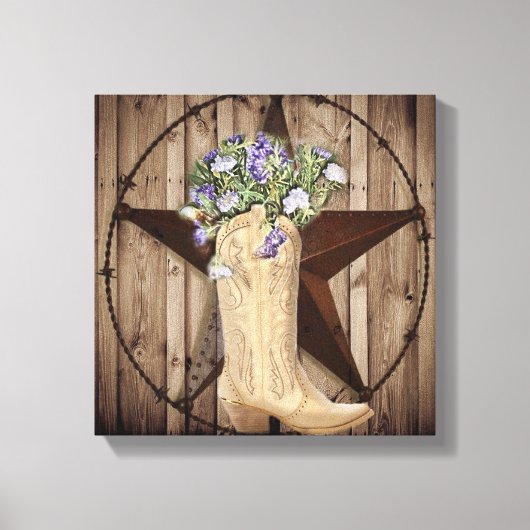 rustikales Stallholz Wildblume Western Cowboy Leinwanddruck (Vorderseite)