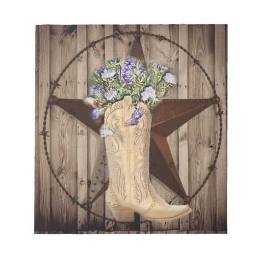 rustikales Stallholz Wildblume Western Cowboy Notizblock (Vorderseite)