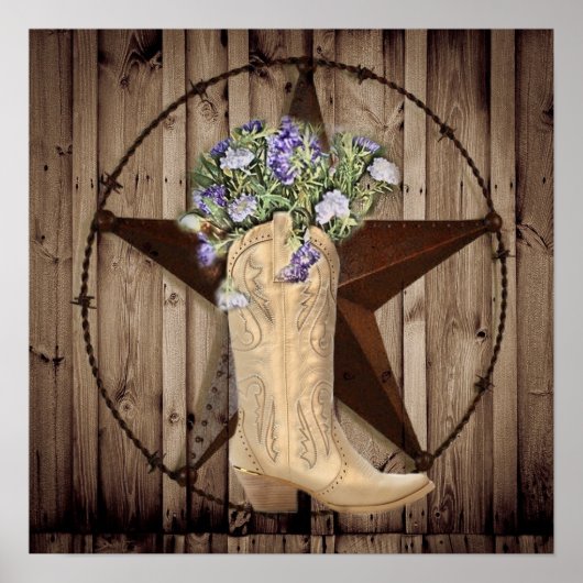 rustikales Stallholz Wildblume Western Cowboy Poster (Vorne)