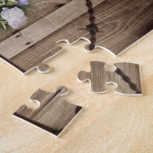 rustikales Stallholz Wildblume Western Cowboy Puzzle (Seite)