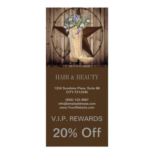 rustikales Stallholz Wildblume Western Cowboy Werbekarte (Vorne)