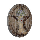 rustikales Stallholz Wildblume Western Landcowboy Dartscheibe (Vorderseite Links)