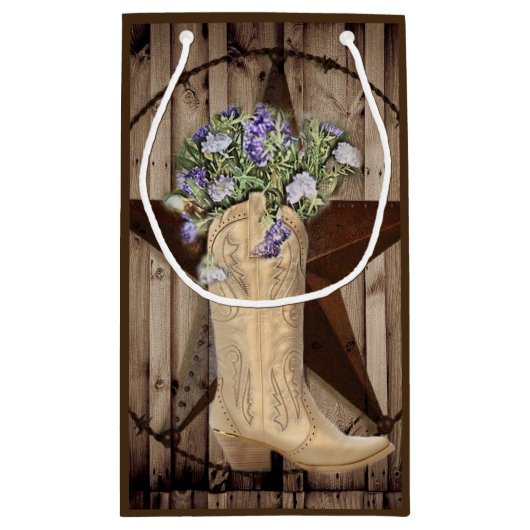 rustikales Stallholz Wildblume Western Landcowboy Kleine Geschenktüte (Rückseite)