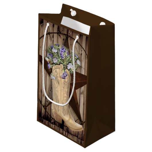 rustikales Stallholz Wildblume Western Landcowboy Kleine Geschenktüte (Vorderseite Schrägansicht)