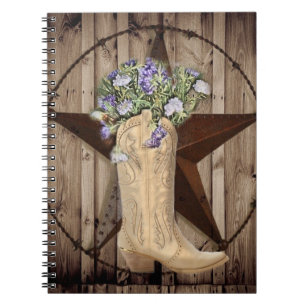 rustikales Stallholz Wildblume Western Landcowboy Notizblock