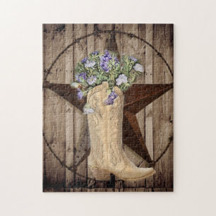 rustikales Stallholz Wildblume Western Landcowboy Puzzle