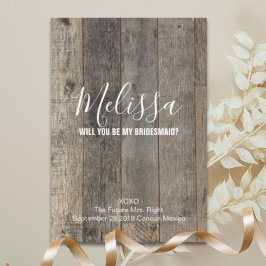 Rustikales Stallholz wirst du meine Brautjungfrau  Einladung
