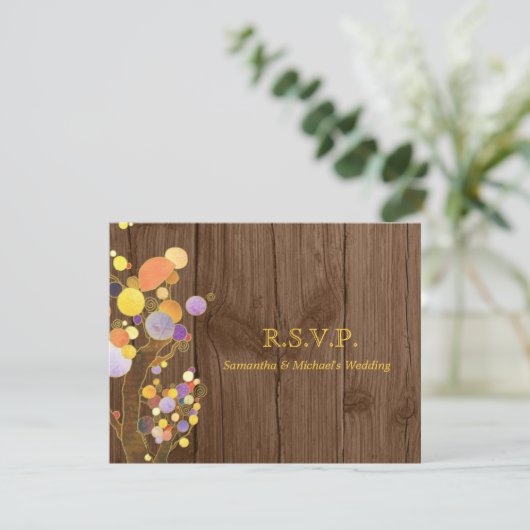 Rustikales Stallholzbaum Ranch Wedding RSVP (Stehend Vorderseite)