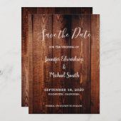 Rustikales Stallholzskriptland Save the Date Einladung (Vorne/Hinten)