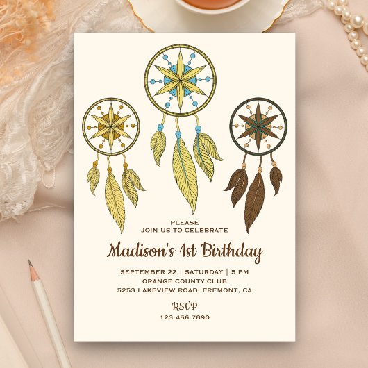 Rustikales Stamm Boho Dream Catchers Geburtstagspa Einladung