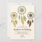 Rustikales Stamm Boho Dream Catchers Geburtstagspa Einladung (Vorderseite)