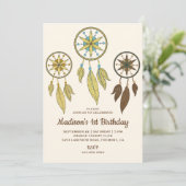 Rustikales Stamm Boho Dream Catchers Geburtstagspa Einladung (Stehend Vorderseite)