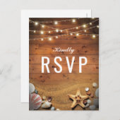 Rustikales Starfish Beach Lights Tropical Wedding Einladungspostkarte (Vorne/Hinten)