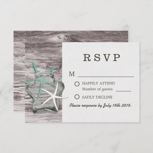 Rustikales Starfish & Mason Jar Wedding RSVP (Vorne/Hinten)