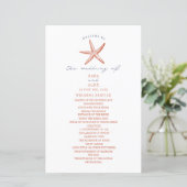 Rustikales Starfish Red & Blue Beach Hochzeitsprog (Stehend Vorderseite)