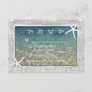 Rustikales Starfish Wood Gerahmt Beach Wedding UAW RSVP Karte