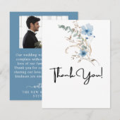 rustikales staubblaues Wasserfarben-Blumenbouquet Dankeskarte (Vorne/Hinten)