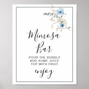 rustikales staubiges Blau Aquarell Blumenstrauß Poster