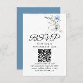 rustikales staubiges Blaut Wasserfarben-Blumenbouq RSVP Karte (Vorne/Hinten)