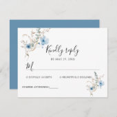 rustikales staubiges Blaut Wasserfarben-Blumenstra RSVP Karte (Vorne/Hinten)