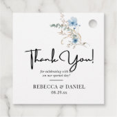 rustikales staubiges Blauwasserfarben-Blumenbouque Geschenkanhänger (Rückseite)