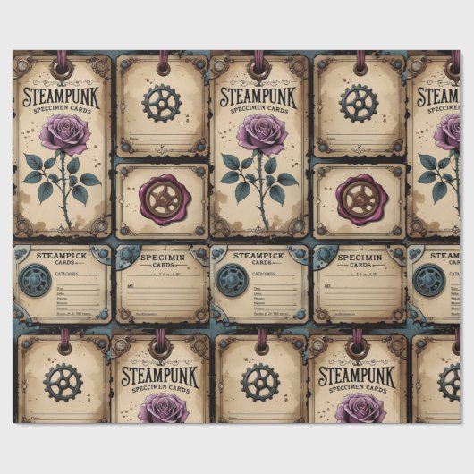 Rustikales Steampunk-Rose-Wrapping Paper Geschenkpapier (Flach)
