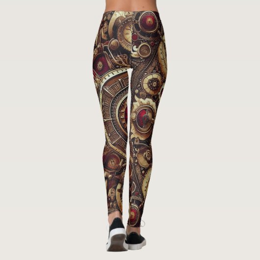 Rustikales Steampunkmuster Leggings (Rückseite)