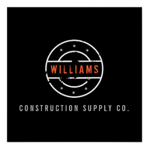 Rustikales Stempellogo auf schwarzer Bauweise Poster