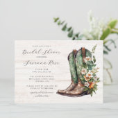 Rustikales Stiefel-Brautparty Einladung (Stehend Vorderseite)