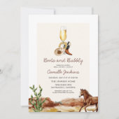 Rustikales Stiefel und bubbly Country Brautparty Einladung (Vorderseite)