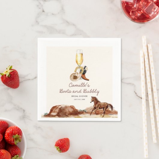 Rustikales Stiefel und bubbly Country Brautparty Serviette (Beispiel)