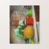 Rustikales Stillleben mit einem Kürbis und einer r Puzzle (Vertikal)