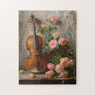 Rustikales Stillleben mit Vintager Violine Puzzle