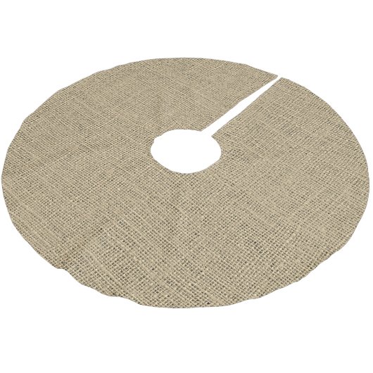 Rustikales Stoffmuster aus Kornsacksack im Bauernh Polyester Weihnachtsbaumdecke (Schrägansicht)