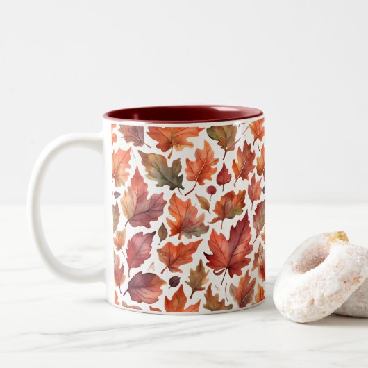 Rustikales Strahlungsmuster-Design Zweifarbige Tasse (Mit Donut)