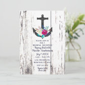 Rustikales Strandanchor und feines Brautparty Einladung (Stehend Vorderseite)