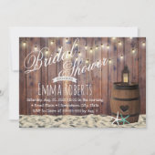 Rustikales Strandgestein & Laternengebirge Brautpa Einladung (Vorderseite)