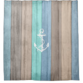 Rustikales Strandholz, Wasserpfeifen und Anker Duschvorhang (Vorderseite)