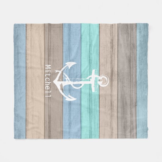 Rustikales Strandholz, Wasserpfeifen und Anker Fleecedecke (Vorderseite (Horizontal))
